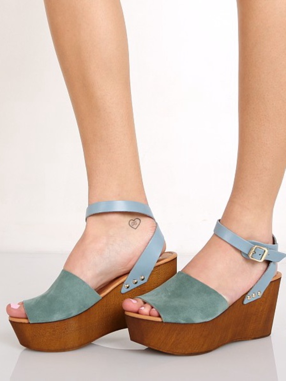 Seychelles Forward Heel in Seafoam Womens Blue-Green Suede Platform Wedge Sandal